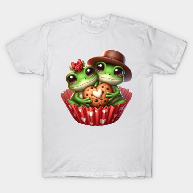 Valentine Frog Couple In A Cupcake T-Shirt by Chromatic Fusion Studio